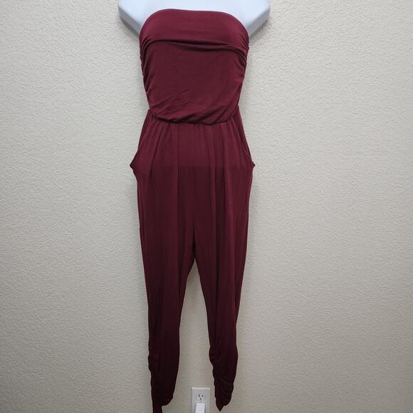 A'Gaci Burgundy Strapless Ruched Sides And Legs Jumper Small Above The Ankle - Picture 1 of 7